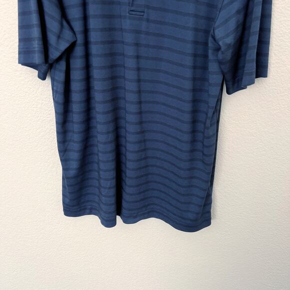 [Cutter & Buck] Blue Striped Luxe Short Sleeve Golf Polo Shirt Men's Sz Large L - Picture 7 of 9